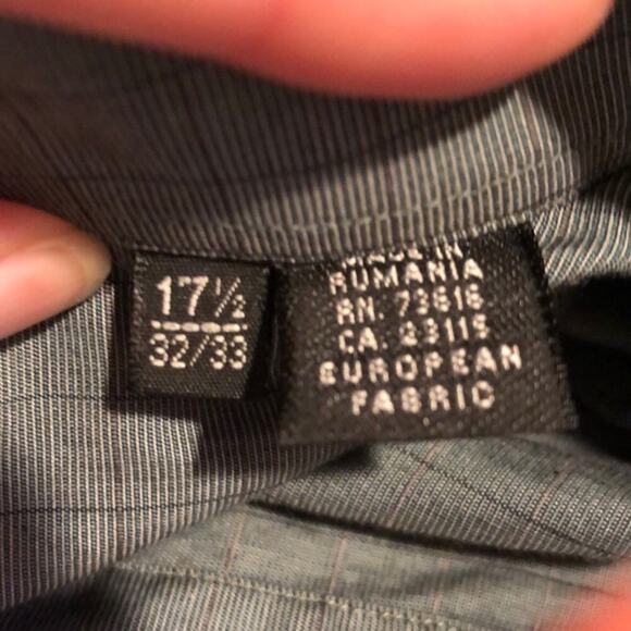 Hugo Boss Blue Plaid Button Down Mens Shirt 17 1/2 Casual Long Sleeve - Picture 7 of 7